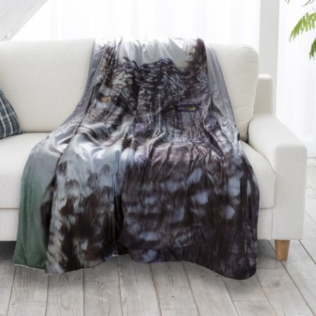 Hastings Home Sherpa Fleece Throw Blanket, Owl Print Pattern, Lightweight, Hypoallergenic Bed Blanket, Adults/Kids 990826GWT